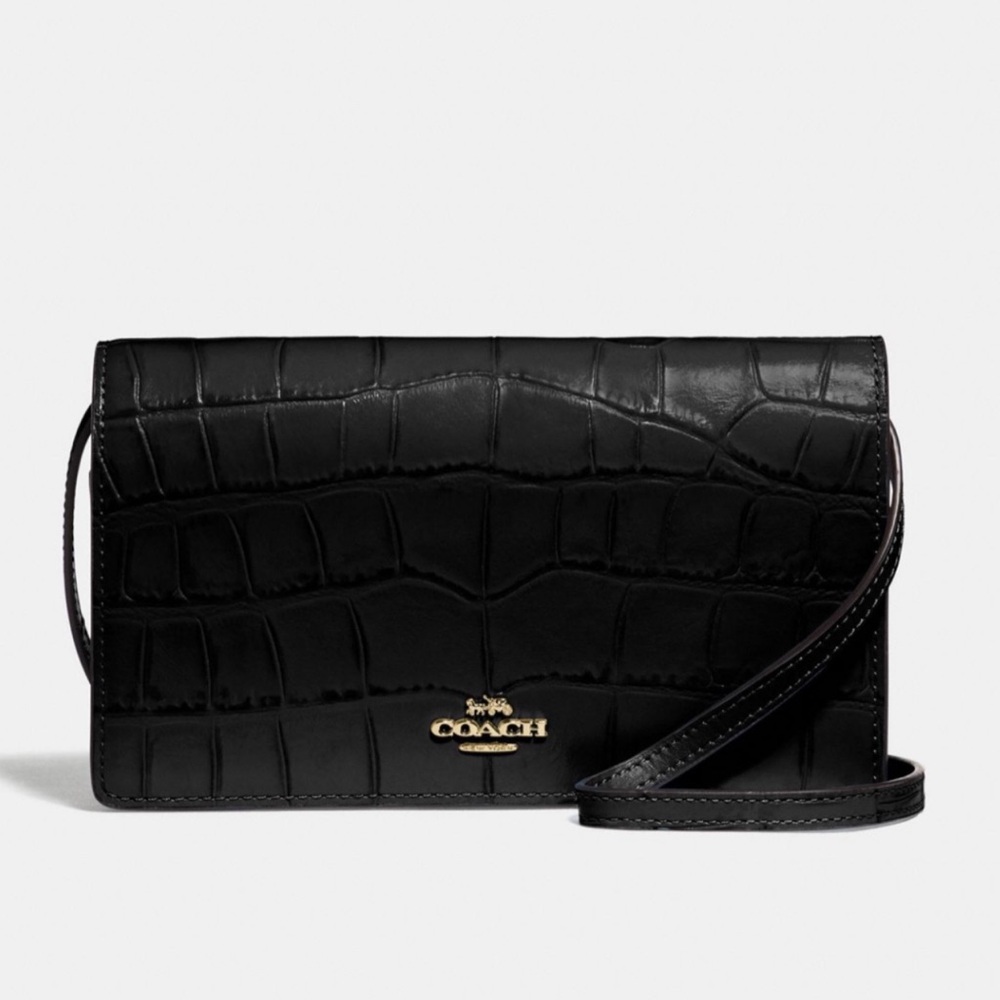 COACH Crossbody Clutch Bag Black leather